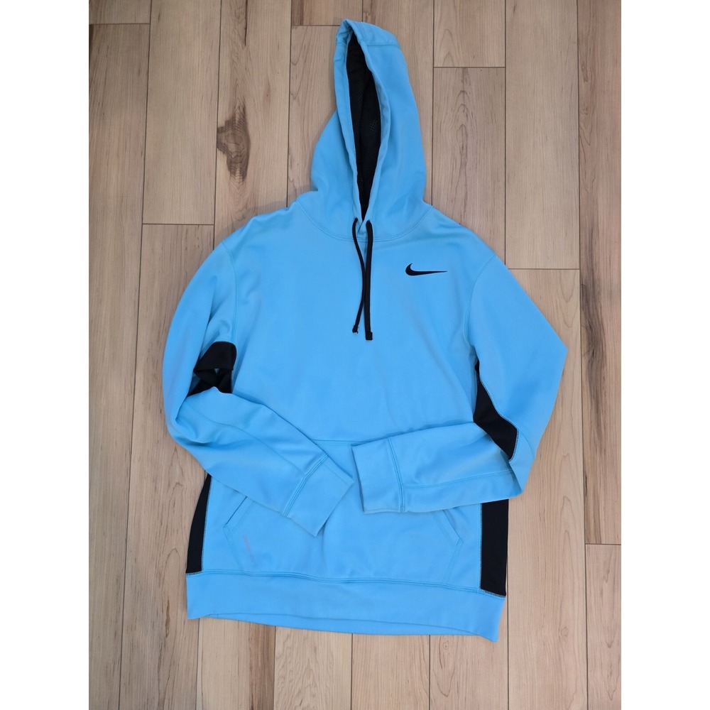 NIKE Therma Fit Medium Pullover Hoodie Turquoise Polyester Mens